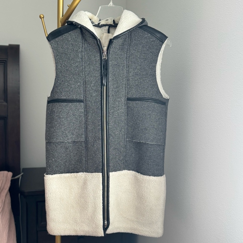McGinn Long Wool and Sherpa Hooded Vest - Size Large